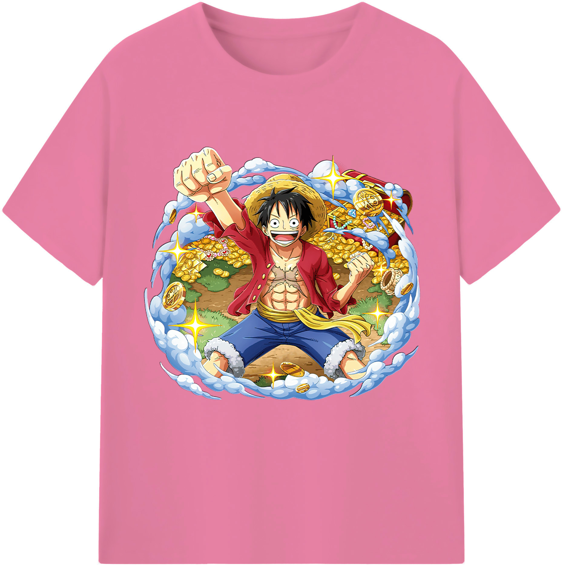 ワンピース モンキー・D・ルフィ ONE PIECE Monkey D. Luffy 綿100％半袖Tシャツ（フロントプリント）